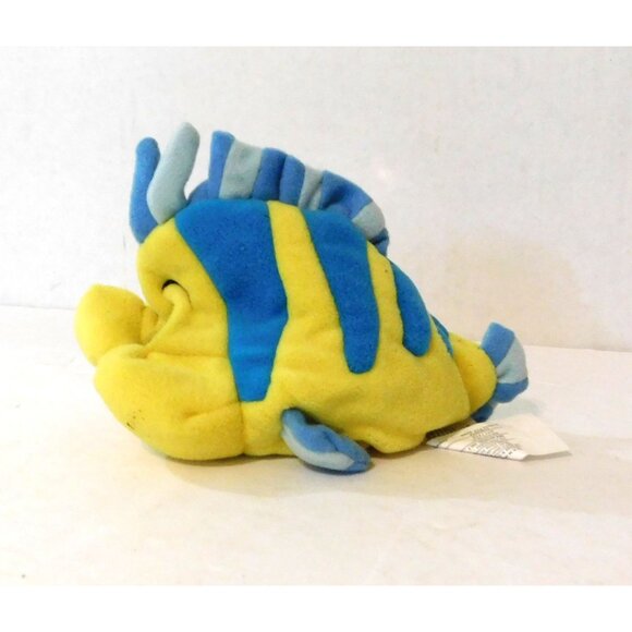 Disney Store Flounder Mini Bean Bag Plush 7" Yellow Blue Fish - Picture 2 of 6